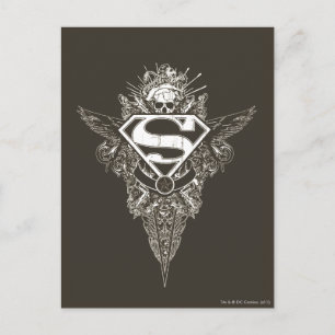 Superman Stilisera   Stjärna och Döskalle Logo Vykort