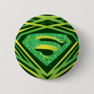 Superman Styliserad  Grönt Dekorativ Logotyp Knapp
