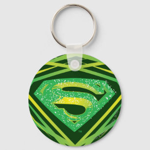 Superman Styliserad  Grönt Dekorativ Logotyp Nyckelring