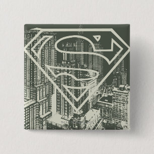 Superman Styliserad Grönt Metropolis Logotyp Knapp