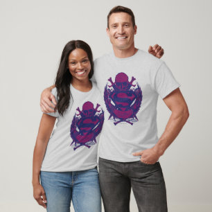 Superman Styliserad Lila och Rosa Skull-Logotyp T-shirt