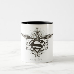 Superman Styliserad Logotyp av Döskallar Två-Tonad Mugg