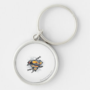 Superman Styliserad  Logotyp av kedjor Rund Silverfärgad Nyckelring