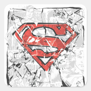 Superman Styliserad Logotyp av sammanlänkad Teck Fyrkantigt Klistermärke