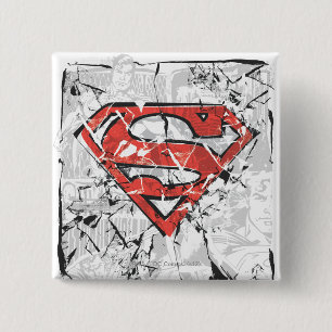 Superman Styliserad Logotyp av sammanlänkad Teck Knapp