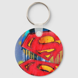 Superman Styliserad Logotyp av skräpfärg i stä Nyckelring