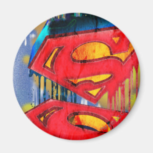 Superman Styliserad Logotyp av skräpfärg i städer Magnet