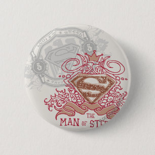 Superman Styliserad Ritas med Krona Logotyp Knapp