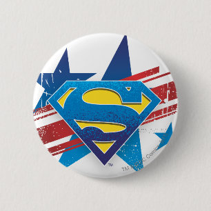 Superman Styliserad  Stars och stripes Logotyp Knapp