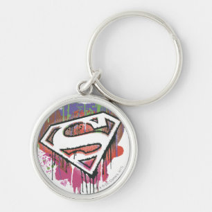 Superman Styliserad  Twisted Oskuld Logotyp Rund Silverfärgad Nyckelring