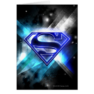 Superman Stylized Blå vit kristallLogotyp Hälsningskort