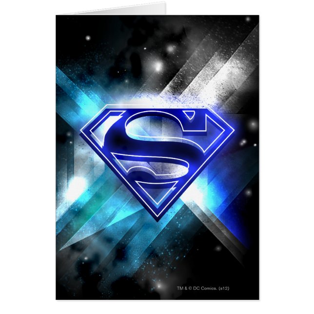 Superman Stylized | Blå vit kristallLogotyp Hälsningskort (Framsidan)