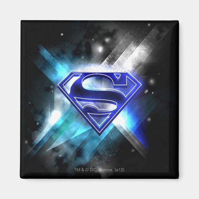 Superman Stylized | Blå vit kristallLogotyp Magnet (Framsidan)