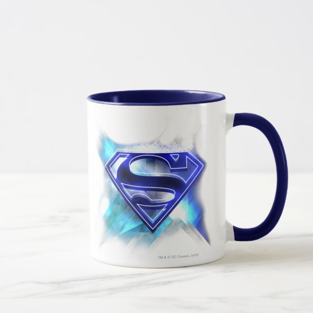 Superman Stylized | Blå vit kristallLogotyp Mugg (Höger)