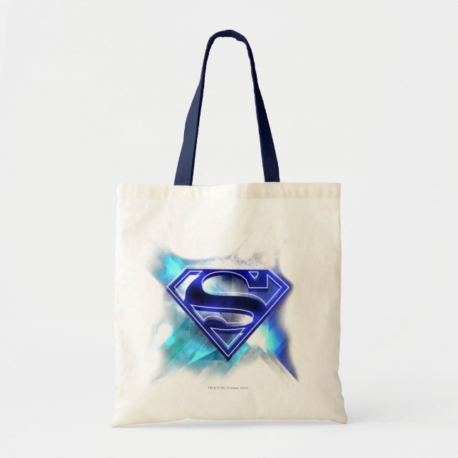 Superman Stylized | Blå vit kristallLogotyp Tygkasse (Framsidan)