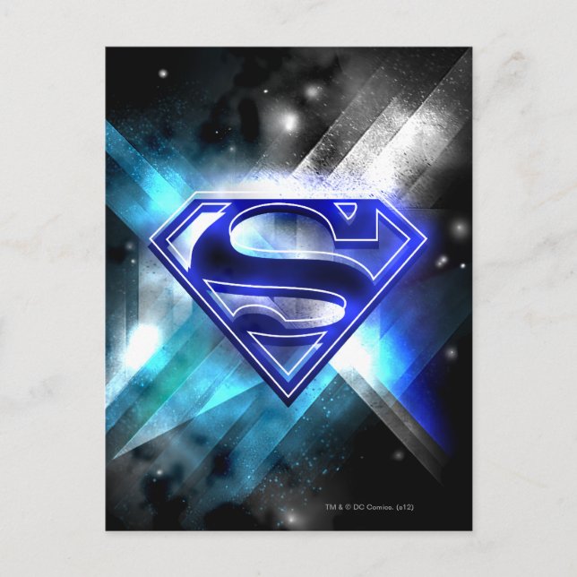 Superman Stylized | Blå vit kristallLogotyp Vykort (Framsida)