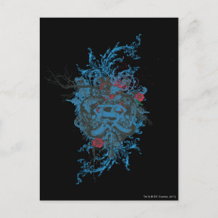 Superman Stylized   Blue Heart Red Logotyp Vykort