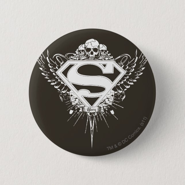 Superman Stylized | Brun Logotyp för Mörk Knapp (Framsida)