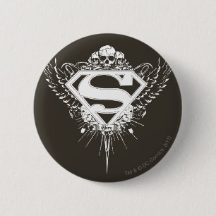 Superman Stylized   Brun Logotyp för Mörk Knapp