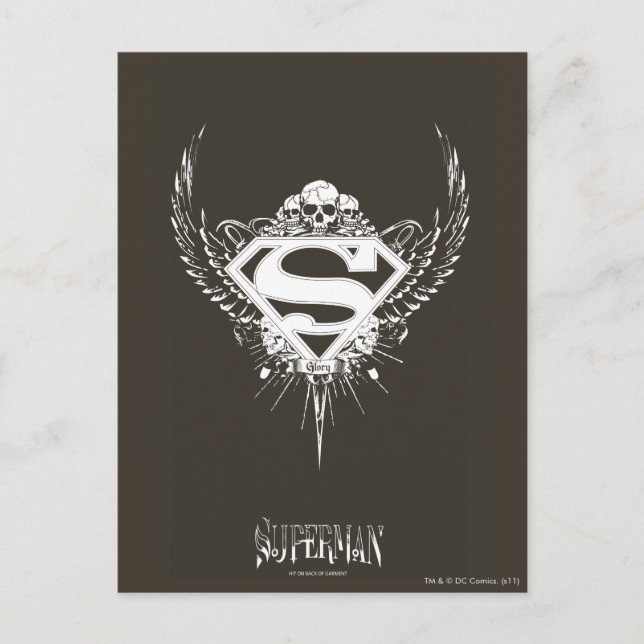 Superman Stylized | Brun Logotyp för Mörk Vykort (Framsida)