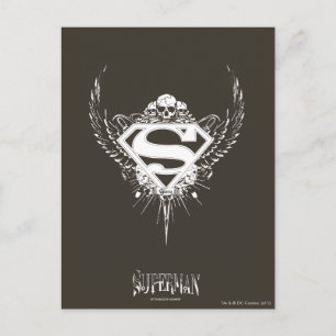 Superman Stylized   Brun Logotyp för Mörk Vykort