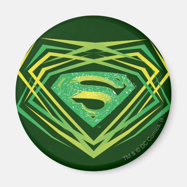 Superman Stylized | Dekorativ Logotyp för Grönt Magnet (Framsidan)