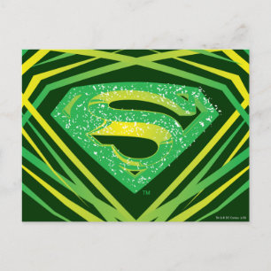 Superman Stylized   Dekorativ Logotyp för Grönt Vykort