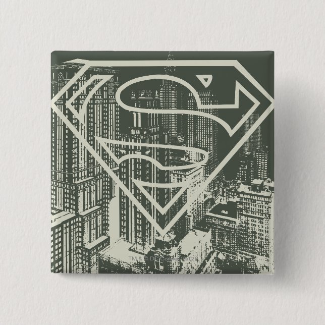 Superman Stylized | Grönt Metropolis Logotyp Knapp (Framsida)