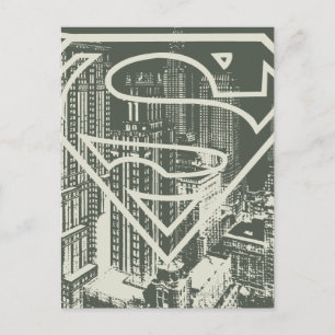 Superman Stylized   Grönt Metropolis Logotyp Vykort