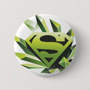 Superman Stylized   Grönt Shield Logotyp Knapp