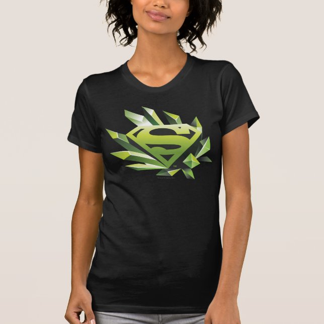 Superman Stylized | Grönt Shield Logotyp T Shirt (Framsida)