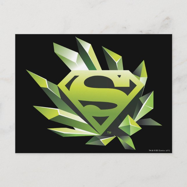 Superman Stylized | Grönt Shield Logotyp Vykort (Framsida)