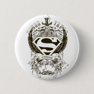 Superman Stylized Heder, sanning på vit Logotyp Knapp