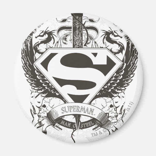 Superman Stylized | Heder, sanning på vit Logotyp Magnet (Framsidan)