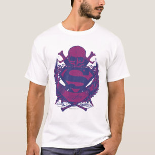 Superman Stylized Lila och Rosa Skull-Logotyp Tee Shirt