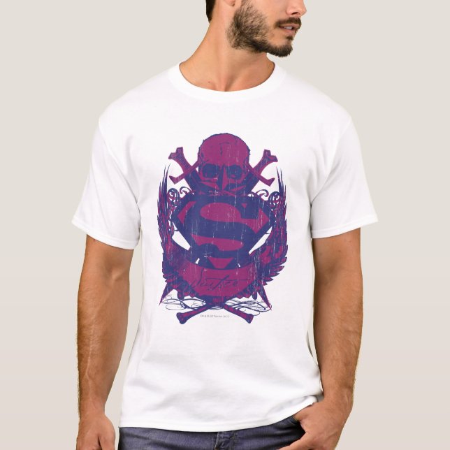 Superman Stylized | Lila och Rosa Skull-Logotyp Tee Shirt (Framsida)