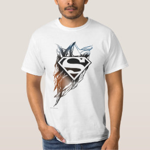 Superman Stylized   Logotyp för blå Orange Tee Shirt