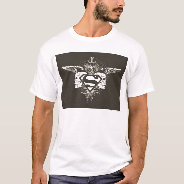 Superman Stylized | Logotyp för Döskallar av Mörk Tee (Framsida)