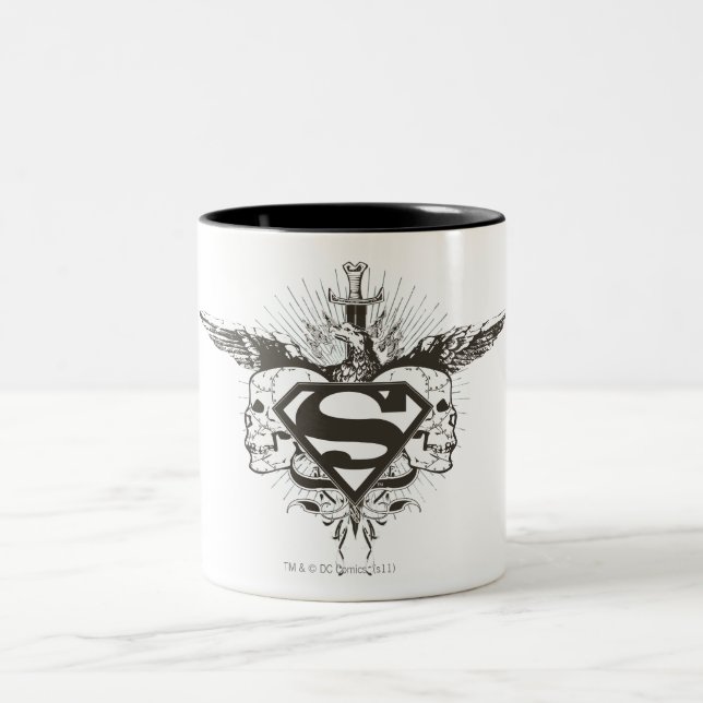 Superman Stylized | Logotyp för Döskallar Två-Tonad Mugg (Center)