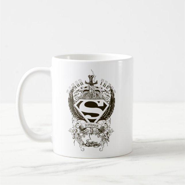Superman Stylized | Logotyp för heder, sanning och Kaffemugg (Vänster)