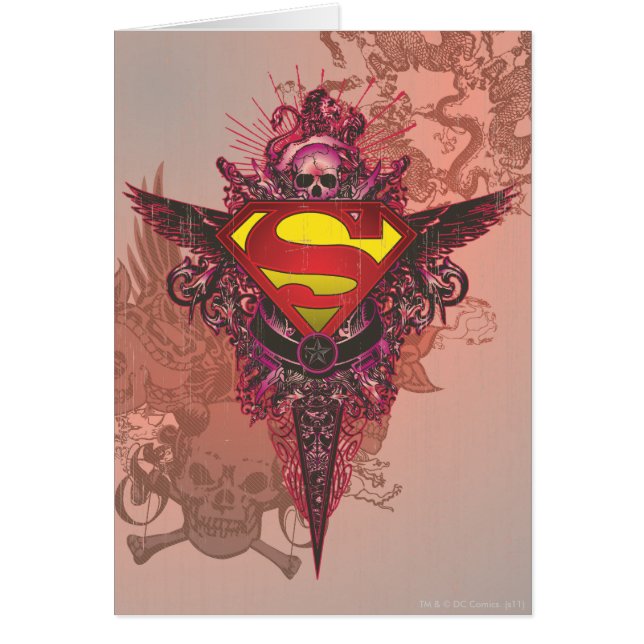 Superman Stylized | Logotyp för rensningsdesign Hälsningskort (Framsidan)
