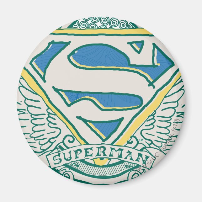 Superman Stylized | Logotyp för skissad Vapensköld Magnet (Framsidan)