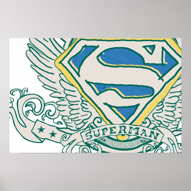 Superman Stylized | Logotyp för skissad Vapensköld Poster (Framsidan)