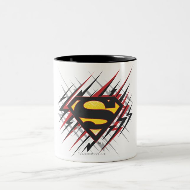 Superman Stylized | Logotyp för svarta och röda St Två-Tonad Mugg (Center)