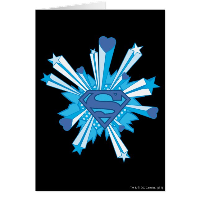 Superman Stylized | Logotypen Blue Shield Hearts Hälsningskort (Framsidan)