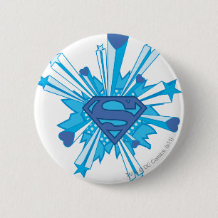 Superman Stylized   Logotypen Blue Shield Hearts Knapp