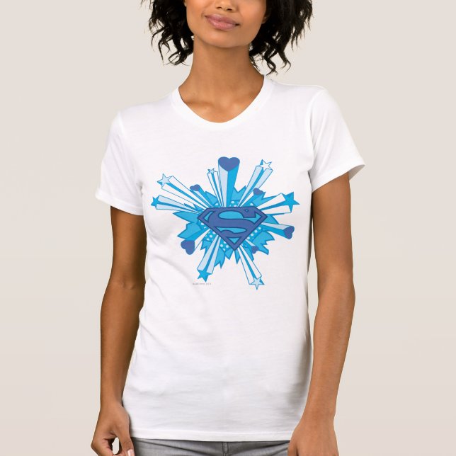 Superman Stylized | Logotypen Blue Shield Hearts Tee (Framsida)