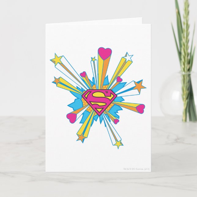 Superman Stylized | Rosa med Logotypen Hearts Kort (Framsida)