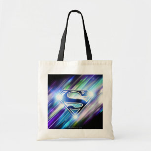 Superman Stylized   Shiny Blue Burst Logotyp Tygkasse