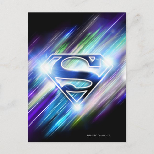Superman Stylized | Shiny Blue Burst Logotyp Vykort (Framsida)